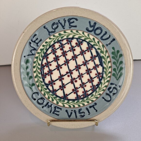 Vintage 1988 Signed Cornish Hill Pottery Plate Gogi Millner Wolfeboro NH - Picture 1 of 4